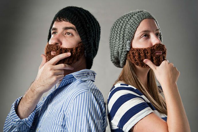 knitted hat with beard